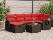 vidaXL 7 részes barna polyrattan kerti ülőgarnitúra párnákkal