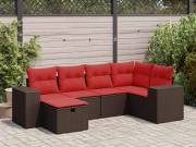vidaXL 6 részes barna polyrattan kerti ülőgarnitúra párnával