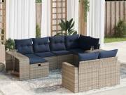 vidaXL 10 részes szürke polyrattan kerti ülőgarnitúra párnákkal