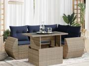 vidaXL 5 részes szürke polyrattan akácfa kerti ülőgarnitúra párnákkal