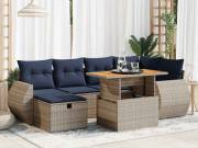 vidaXL 7 részes barna polyrattan akácfa kerti ülőgarnitúra párnákkal