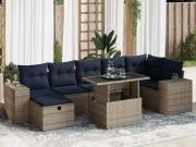 vidaXL 8 részes barna polyrattan akácfa kerti ülőgarnitúra párnákkal