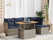 vidaXL 6 részes szürke polyrattan kerti ülőgarnitúra párnákkal