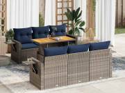vidaXL 7 részes szürke polyrattan kerti ülőgarnitúra párnákkal