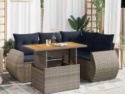vidaXL 5 részes szürke polyrattan kerti ülőgarnitúra párnákkal