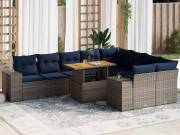 vidaXL 10 részes szürke polyrattan kerti ülőgarnitúra párnákkal