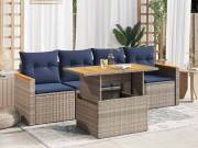 vidaXL 5 részes szürke polyrattan kerti ülőgarnitúra párnákkal