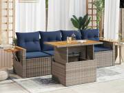 vidaXL 5 részes szürke polyrattan kerti ülőgarnitúra párnákkal