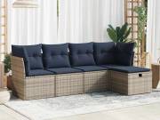 vidaXL 5 részes szürke polyrattan kerti ülőgarnitúra párnákkal