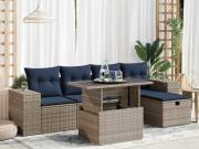 vidaXL 6 részes barna polyrattan akácfa kerti ülőgarnitúra párnával