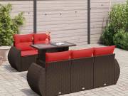 vidaXL 6 részes barna polyrattan akácfa kerti ülőgarnitúra párnával