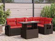 vidaXL 6 részes barna polyrattan akácfa kerti ülőgarnitúra párnával