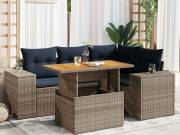vidaXL 5 részes szürke polyrattan kerti ülőgarnitúra párnákkal