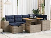 vidaXL 7 részes barna polyrattan akácfa kerti ülőgarnitúra párnákkal