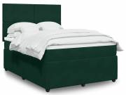 vidaXL sötétzöld bársony rugós ágy matraccal 140x190 cm