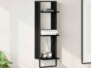 vidaXL Falpolc polcokkal Fekete tölgy 30 x 25 x 100 cm Faanyag