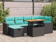 vidaXL 7 részes barna polyrattan akácfa kerti ülőgarnitúra párnákkal