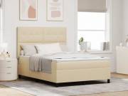 vidaXL Boxrugós ágy LED szalagokkal Krém 140 x 190 cm szövet