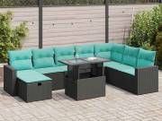 vidaXL 9 részes szürke polyrattan akácfa kerti ülőgarnitúra párnákkal