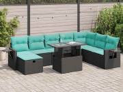 vidaXL 9 részes szürke polyrattan akácfa kerti ülőgarnitúra párnákkal