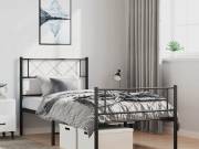 vidaXL fekete fém ágykeret fej- és lábtámlával 100 x 190 cm