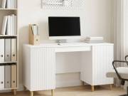 vidaXL Asztal polcokkal Magasfényű Fehér 142,5 x 50 x 75 cm Szerelt Fa