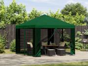 vidaXL Pavilon 3 x 3 m Zöld Poliészter és acél 190 gsm