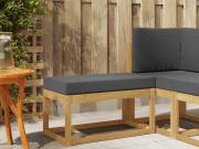 vidaXL Kültéri Szék Pad párnával Fehér 80 x 43 x 45 cm Tömör Akácfa