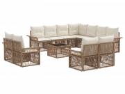 vidaXL Kerti Kanapé Szett 12 pcs Beige és Krémszínű polirattan