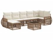 vidaXL Kerti Kanapé Szett 8 pcs Beige és Krémszínű polirattan