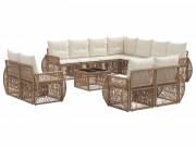 vidaXL Kerti Kanapé Szett 12 pcs Beige és Krémszínű polirattan