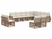 vidaXL Kerti Kanapé Szett 12 pcs Beige és Krémszínű polirattan