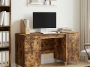 vidaXL Asztal polcokkal Füstös Tölgy 142,5 x 50 x 75 cm Szerelt Fa