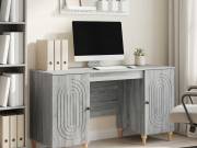 vidaXL Asztal polcokkal Szürke Sonoma 142,5 x 50 x 75 cm Szerelt Fa