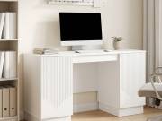 vidaXL Asztal polcokkal Magasfényű Fehér 142,5 x 50 x 75 cm Szerelt Fa