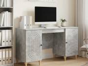 vidaXL Asztal polcokkal Betonszürke 142,5 x 50 x 75 cm Szerelt Fa