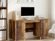 vidaXL Asztal polcokkal ajtóval Antik Fa 142,5 x 50 x 75 cm Szerelt Fa