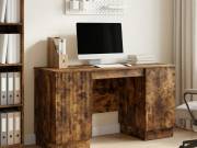 vidaXL Asztal polcokkal Füstös Tölgy 142,5 x 50 x 75 cm Szerelt Fa