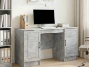 vidaXL Asztal polcokkal Betonszürke 142,5 x 50 x 75 cm Szerelt Fa