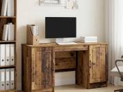vidaXL Asztal polcokkal ajtóval Antik Fa 142,5 x 50 x 75 cm Szerelt Fa