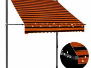 vidaXL narancssárga-barna kézzel feltekerhető LED-es napellenző 150 cm