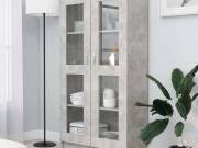 vidaXL betonszürke szerelt fa vitrinszekrény 82,5 x 30,5 x 150 cm