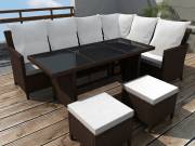 vidaXL 4-részes barna polyrattan kerti bútorszett párnákkal