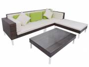vidaXL 4-részes barna polyrattan kerti bútorszett párnákkal