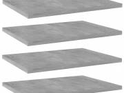 vidaXL 4 db betonszürke szerelt fa könyvespolc 40 x 30 x 1,5 cm