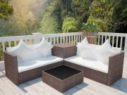 vidaXL 4-részes barna polyrattan kerti bútorszett párnákkal