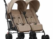 vidaXL tópszínű acél ikerbabakocsi