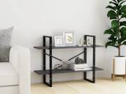 vidaXL kétszintes szürke tömör fenyőfa könyvszekrény 100 x 30 x 70 cm