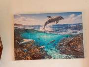 delfin Ég és óceán között kép 60*40 cm 12000ft óbuda  36 50 104 82 72 Vászonkép nyomtatva, borostyán