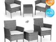 Rattan hatású kerti bútor szett – asztal és székek, szürke, MultiGarden